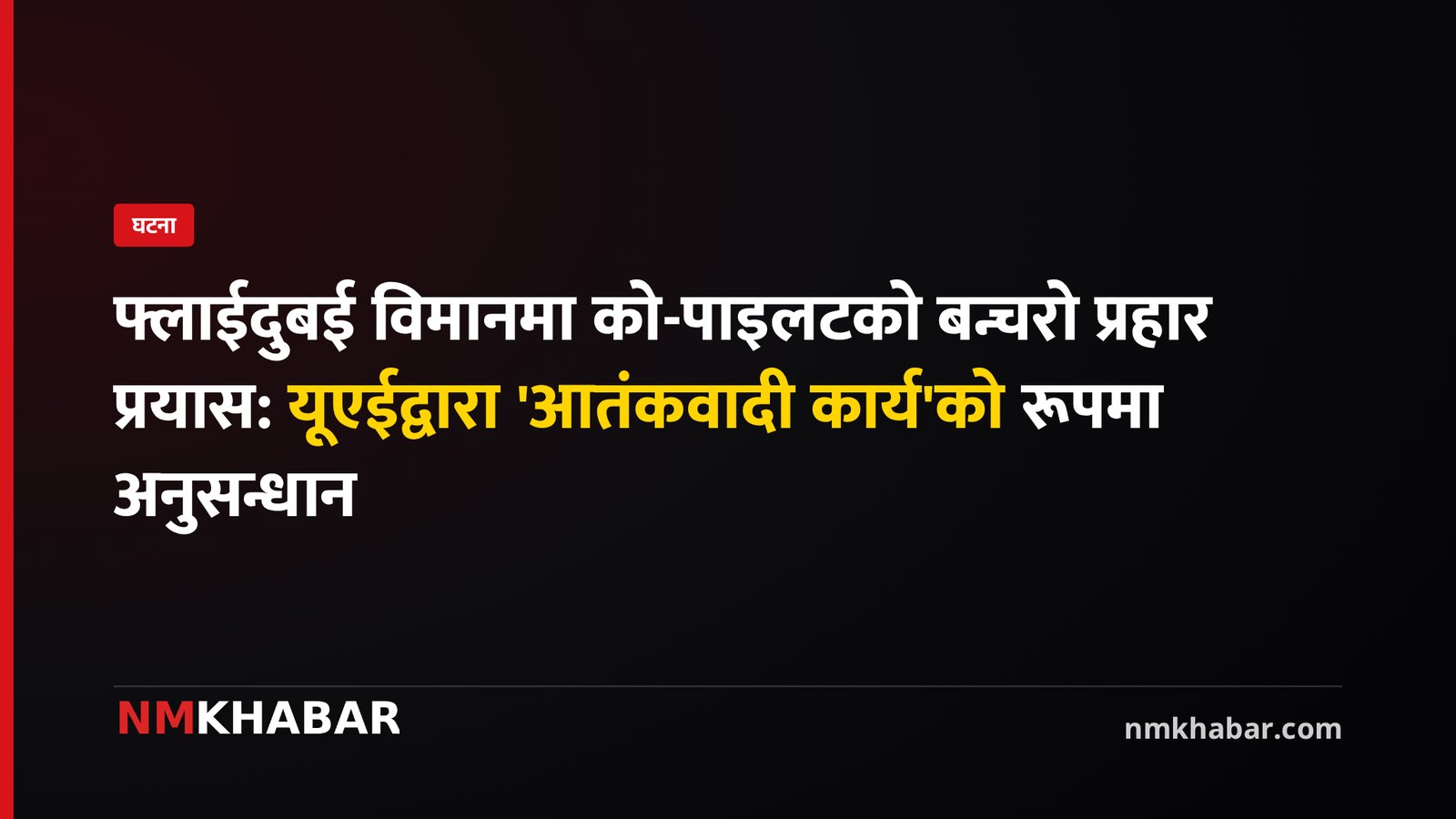 फ्लाईदुबई घटना: यूएईद्वारा 'आतंकवादी कार्य'को रूपमा अनुसन्धान, बन्चरो प्रहार